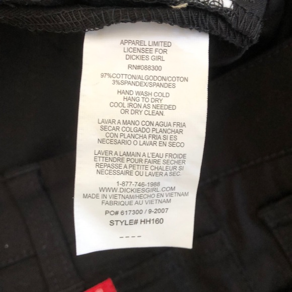 Dickies Girl Stretch Black Pants/ Size: 15 - Picture 6 of 9